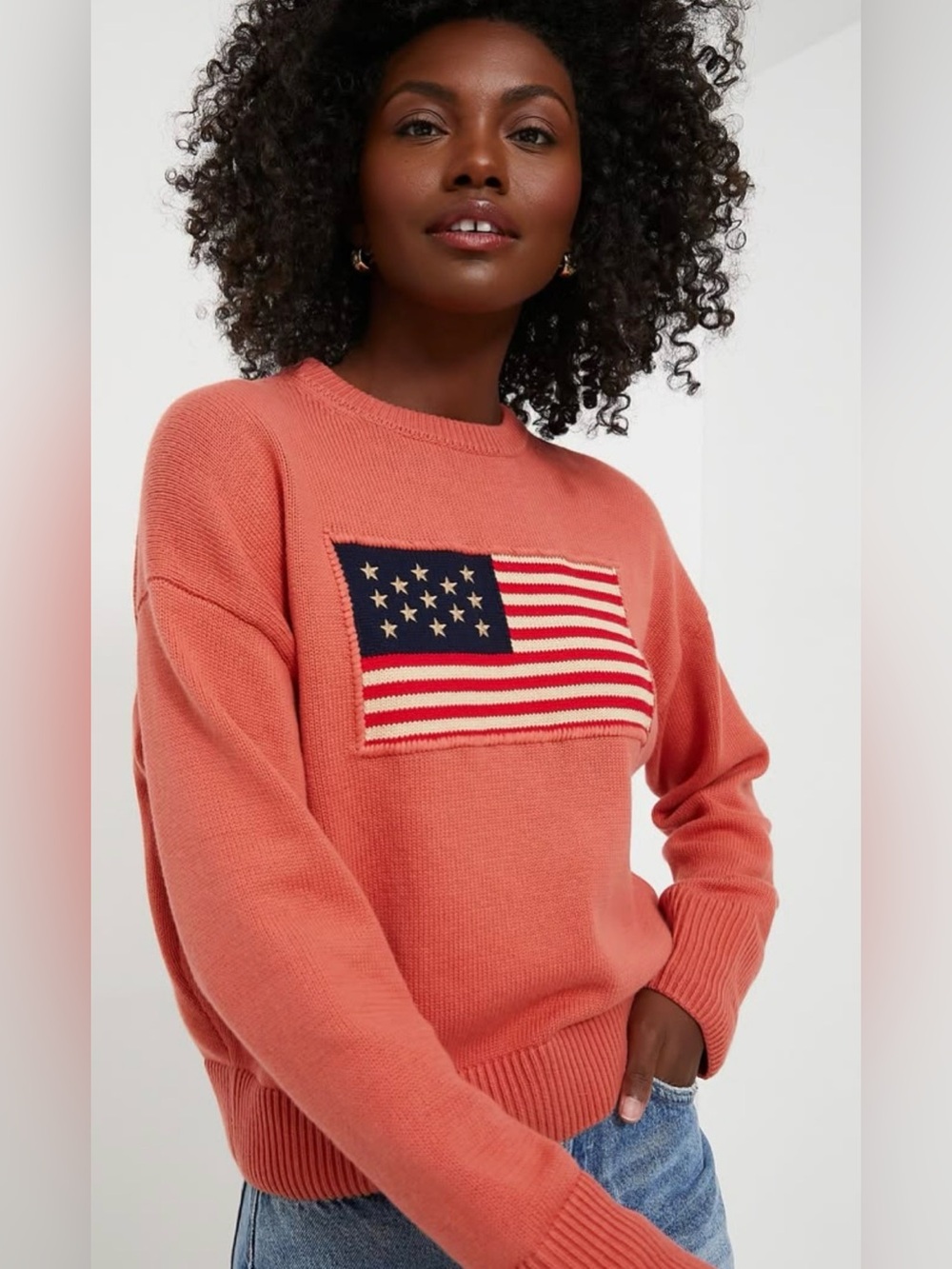 Nantucket Red Cropped Americana Sweater